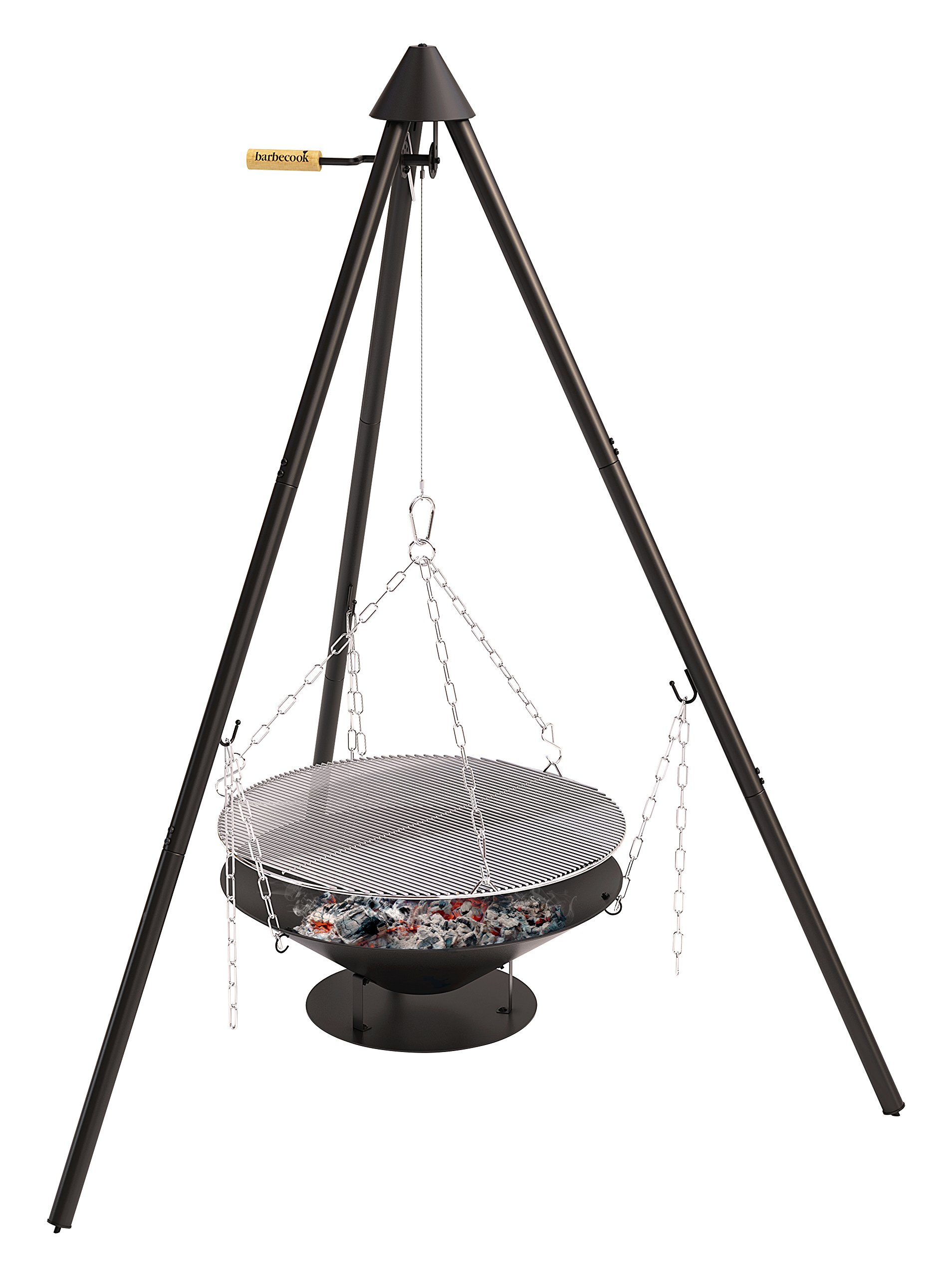 Barbecook Holzkohle Schwenkgrill mit Dreibein-Gestell höhen-verstellbar inklusive Feuerschale und Tragetasche, schwarz, 61x61x22,5 cm, 61.0x61.0x22.5 cm