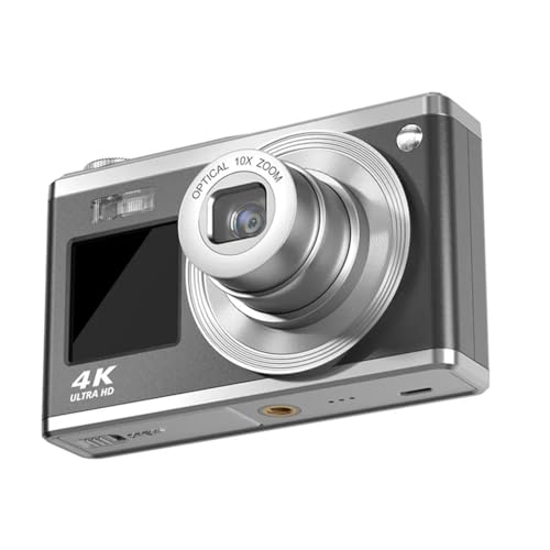arlote 4K CCD-Digitalkamera mit Optischem Zoom, 64 Millionen Pixel, Dual-IPS-HD-Bildschirme, Fotokamera - Schwarz