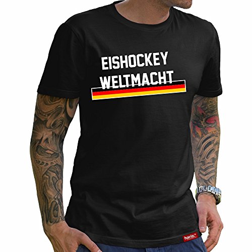 HARIZ Eishockey Weltmacht Deutschland // Original T-Shirt - Schwarz, XS-4XXL // Germany | Pyeongchang | Trikot | Medaille | Icehockey #Eishockey Deutschland Collection Black 4XL
