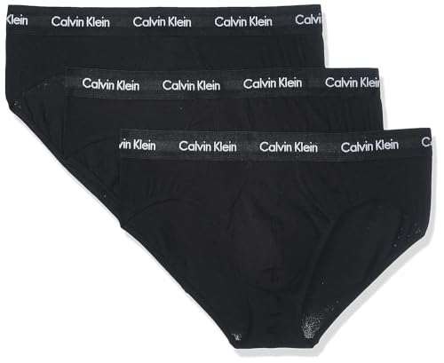Calvin Klein Herren 3P HIP Brief Slip, Schwarz W. Black Wb Xwb, Medium (Herstellergröße: M)