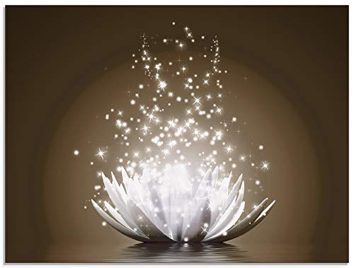 Artland Qualitätsbilder I Glasbilder Magie der Lotus-Blume Deko Glas Bilder 80x60 cm Botanik Blumen Seerose Digitale Kunst D8QJ braun