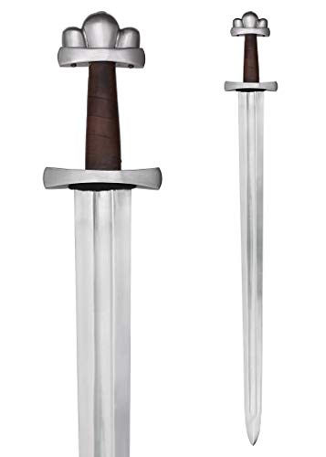 Battle-Merchant Wikingerschwert (Nationalmuseum Kopenhagen) mit Holz-Lederscheide 98cm - Wikinger Mittelalter Schwert echt Metall Erwachsene Vikings