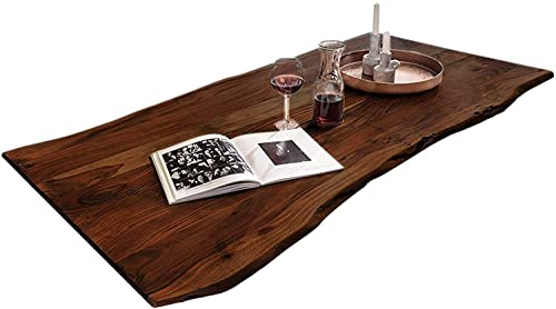 SAM Tischplatte 200x100 cm, Quintus, Akazie, nussbaumfarben, stilvolle Baumkanten-Platte, Unikat