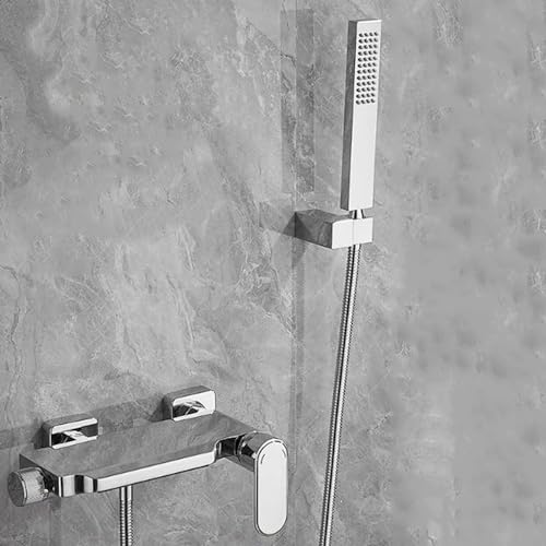 Badewannenarmatur Wasserfall mit Handbrause Messing Wasser Kalt und Heiß Badewannenarmatur Badarmatur-Chrom