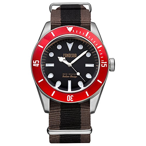 Fonderia Herren-Armbanduhr Casual Analog Textil Nylon-Armband braun schwarz Quarz-Uhr UAP8A002UNR