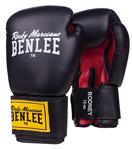 BENLEE Rocky Marciano Boxhandschuhe Pu Training Gloves Rodney, Schwarz/Rot, 14