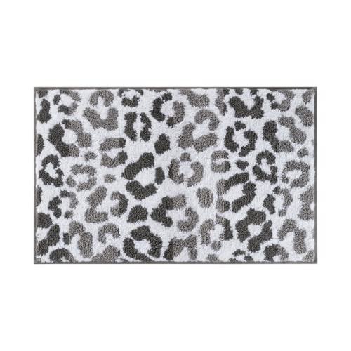 Juicy Couture Badematte mit Ombré-Leopardenmuster, 50,8 x 86,4 cm, maschinenwaschbar, Leopardenmuster, rutschfest, langlebig, grau, Badezimmerteppich, 100% Polyester, sehr saugfähig, schnell