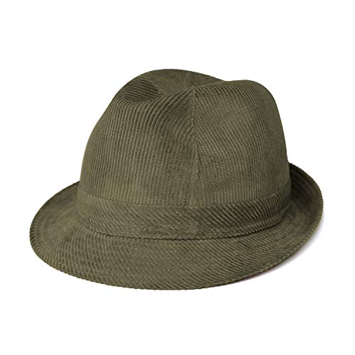 fiebig Westminster Cordhut | Trilby für Damen & Herren aus Baumwolle | Viele Farben und Größen | Fedora mit Kordgarnitur, Innenband & Mesh-Futter (62-XXL, Oliv)