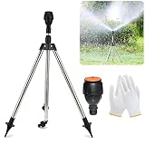 360 Grad Drehbarer Stativsprinkler, Rasensprenger Große Flächen, Sprenger Garten, Regner Stativ, Rotating Tripod Sprinkler, Rotierender Stativ Sprinkler für Garten, Rasen, Hof