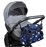 BABYLUX Kinderwagentasche WICKELTASCHE Pflegetasche für Windeln Flaschen für Kinderwagen Buggy (75. Sterne)