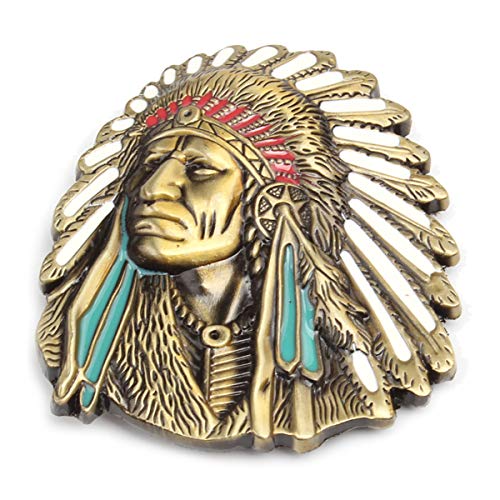 HIUHIU Indian Chief Feder West Badge-Legierung Gürtelschnalle Indian Cowboy Neuheit-Dekoration Mädchen Man Gürtel Accessoires