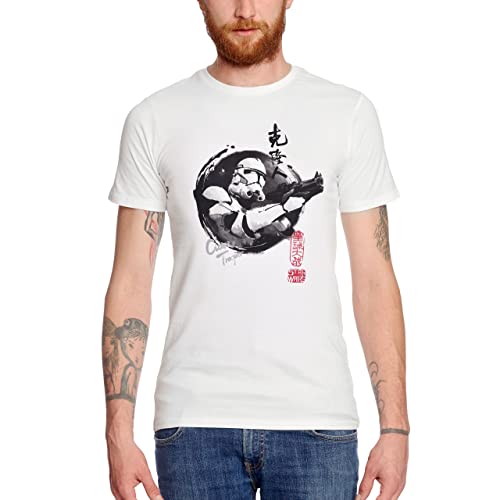 Elbenwald Star Wars T-Shirt mit Clone Trooper Design für Herren Damen Unisex Baumwolle weiß - L