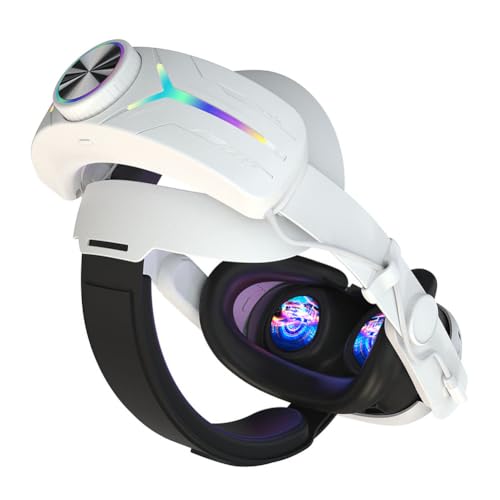 Elite Strap für Meta Quest 3 Zubehör mit RGB-LED-Hintergrundbeleuchtung,Einstellbar Kopfband mit 8000mAh-Akku für Meta Quest 3,Verbessern Sie den VR-Komfort und die Unterstützung