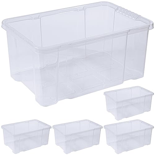 ARTECSIS 5 Aufbewahrungsboxen aus Plastik S, 5L - 30x19x14 cm, OHNE Deckel, Eurobox, stapelbar, Drehstapelbox