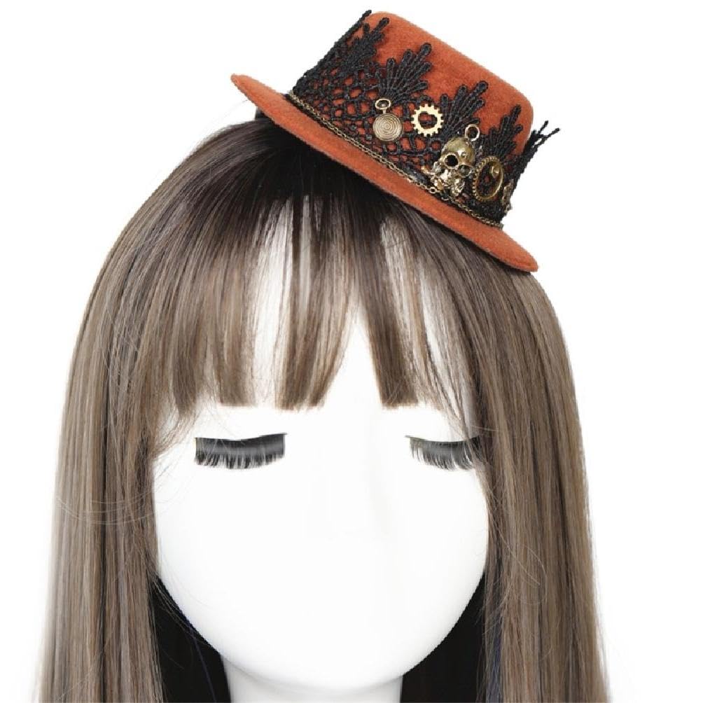 Unisex Gothic Hut Hut mit Federn Cosplay Für Halloween Haar Zubehör Industrielle Ära Getriebe Brille Rosa