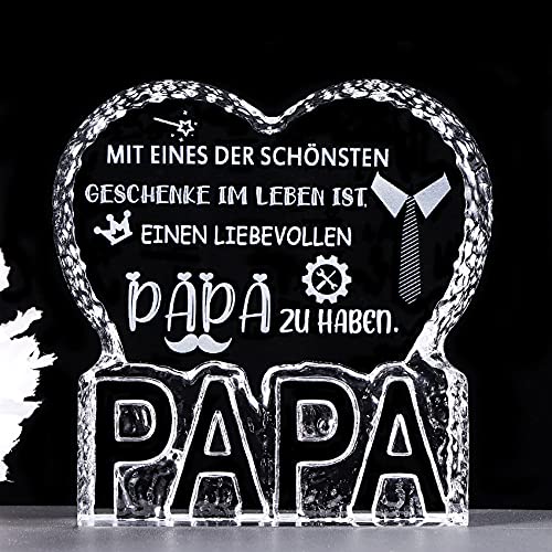 Geschenk für Papa zum Geburtstag, Glaskristall mit Gravur Geschenke zum Vatertag von Tochter, Weihnachtskristallgeschenke für Papa Briefbeschwerer mit PAPA Briefe