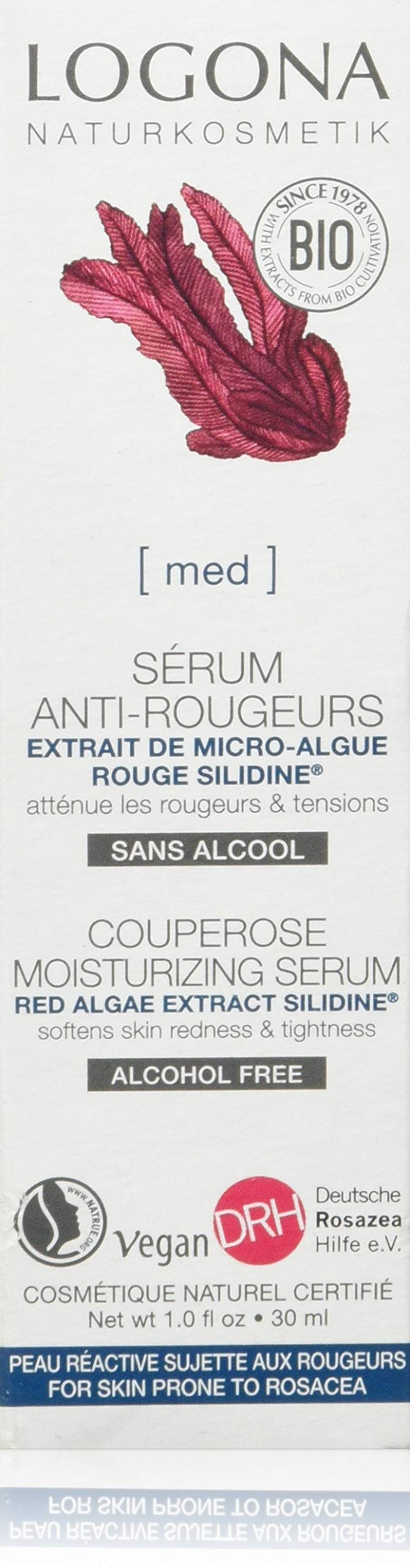 Logona Med Couperose Feuchtigkeits-Serum, Rotalgen-Extrakt, Silidine