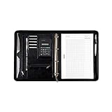 Alassio 30065 - Ringbuchmappe MASSA im DIN A4 Format, Schreibmappe aus Lederimitat, Dokumentenmappe in schwarz, Mappe ca. 34 x 27 x 4 cm, mit Taschenrechner