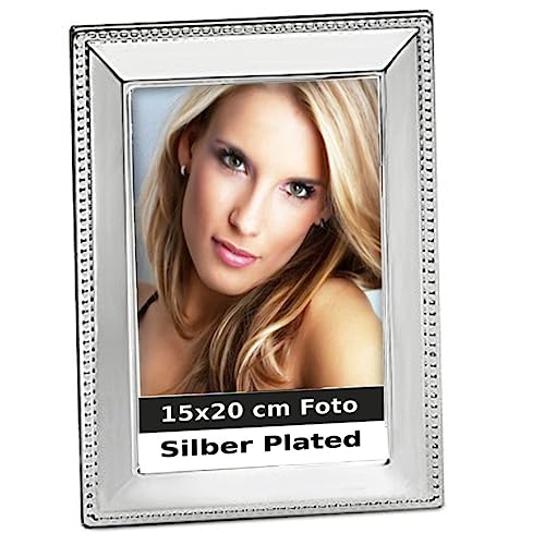 SILBERKANNE Bilderrahmen Perlrand für 15x20cm Foto Premium Silber Plated edel versilbert in Top Verarbeitung