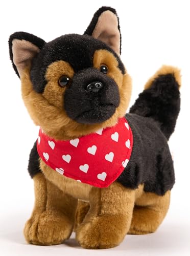 Uni-Toys - Deutscher Schäferhund, stehend - Mit Halstuch (Herzchen-Motiv) - 26 cm (Länge) - Plüsch-Hund - Plüschtier, Kuscheltier