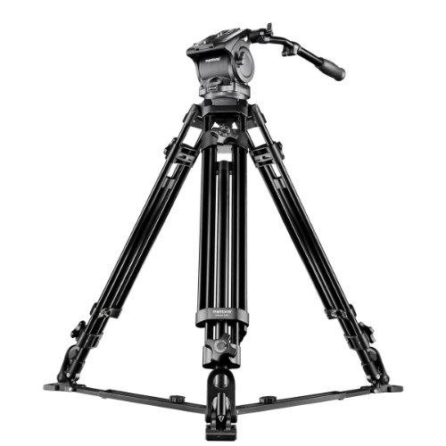 Mantona Dolomit 4000 Videostativ 170 cm (inkl. Fluid-Neiger, Counter Balance System, Wasserwaage, Bodenspinne, Schnellwechselplatte) für DSLR und Videokamera