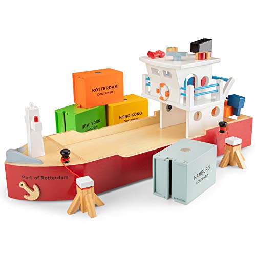 New Classic Toys - 10900 - Harbor Line - Containerschiff mit 4 Containern
