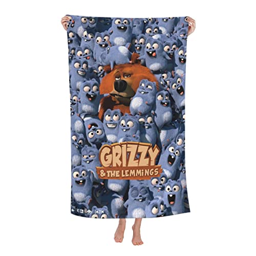 Badetuch für Grizzy und die Lemminge Cartoon Fashion Camping Handtücher, schnell trocknend super saugfähiges weiches Handtuch 32 x 52 Zoll Mikrofasertuch