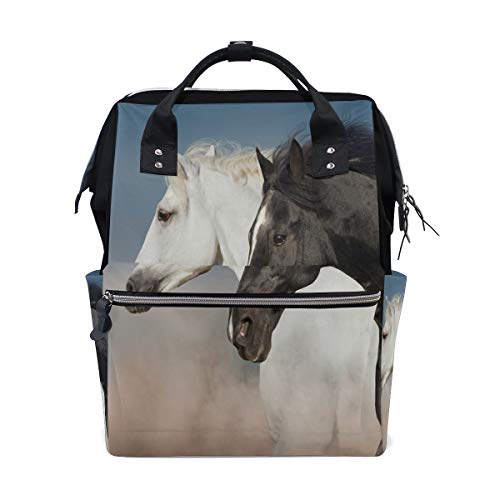Wowprint Wickeltasche mit Pferde-Muster, große Kapazität, Organizer, Multifunktions-Reiserucksack für Babypflege