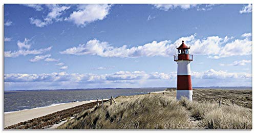 Artland Qualitätsbilder | Glasbilder Deko Glas Bilder 60 x 30 cm Nordsee Landschaft Strand Meer Leuchtturm Sylt D8QD