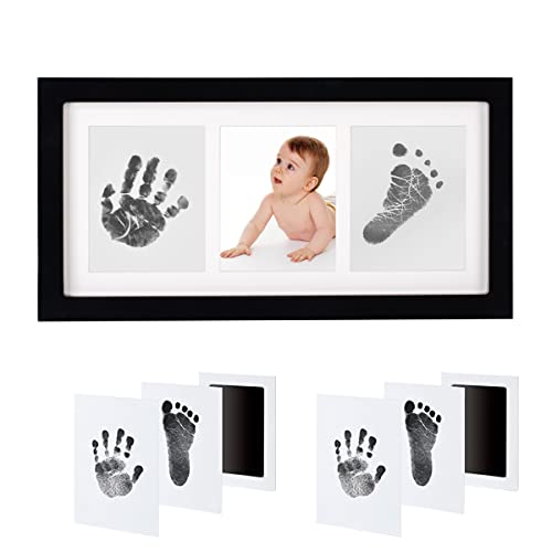 Baby-Fußabdruck-Rahmen, Inkless Baby Foot and Handprint Kit mit Nudelholz – Kinder-Fußabdruck-Reinigungsstempel, Lifetime Keepsake Frames und ein tolles Geschenk für Kinder von 0–12 Monaten
