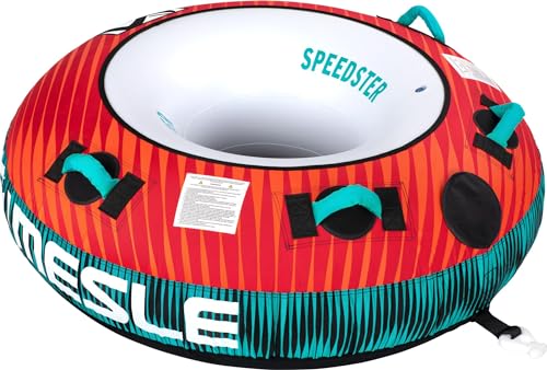 MESLE Tube Speedster 58'', 1 Person, aufblasbarer Wasser-Reifen zum Ziehen, Towable Donut Fun-Tube, für Kinder & Erwachsene, Inflatable Wasser-Ski Schlepp-Ring, für Motor-Boot & Jet-Ski, Farbe:rot