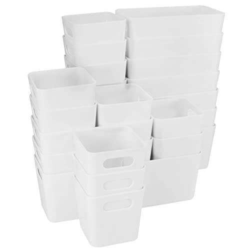 22 Teile Organizer Set - 10 cm hoch - in 3 Größen - weiß - Schubladeneinsatz - passend für Schubladen bis 90x40cm