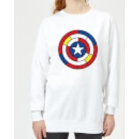 Marvel Captain America Stained Glass Shield Women's Sweatshirt - White - S - Weiß