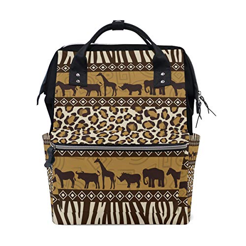 Wowprint Wickeltasche mit Tier-Giraffenmuster, Leopardenmuster, große Kapazität, Organizer, multifunktionaler Reise-Rucksack für Babypflege
