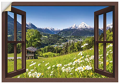 Artland Qualitätsbilder I Wandtattoo Wandsticker Wandaufkleber 100 x 70 cm Landschaften Berge Foto Grün B8CX Fensterblick Bayerische Alpen