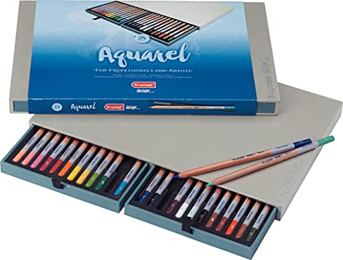 Bruynzeel Design Professionelle Aquarellstifte 24er-Set + Pinsel | Wasserlösliche Künstlerstifte zum Zeichnen, Kolorieren & Malen