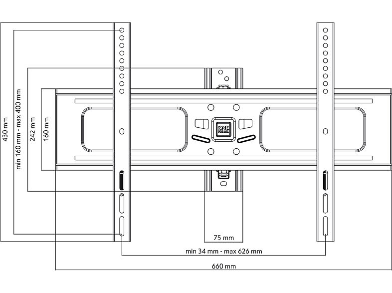 ONE FOR ALL WM 2651 Wandhalterung, max. 84 Zoll, Schwarz