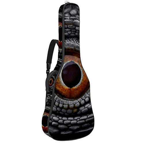Gitarrentasche mit Reißverschluss, wasserdicht, weich, für Bassgitarre, Akustik- und klassische Folk-Gitarre, Dinosaurier-Auge