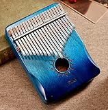 Kalimba Fingerklavierinstrument mit 21 Tasten, Mahagoni-Tastatur, Anfänger (blaue Sonne)