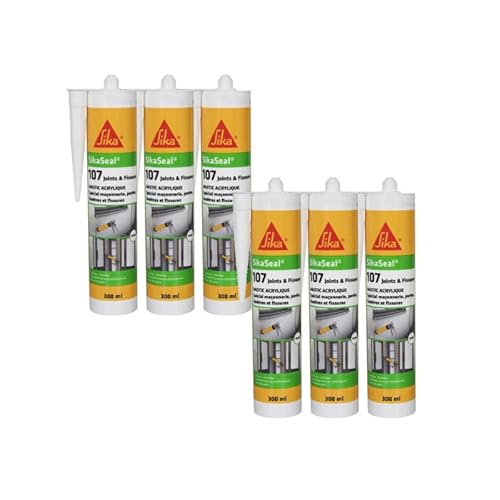 SIKA Sikaseal 107 Acryl-Dichtstoff 6er-Set Fuge und Riss - Weiss - 300ml