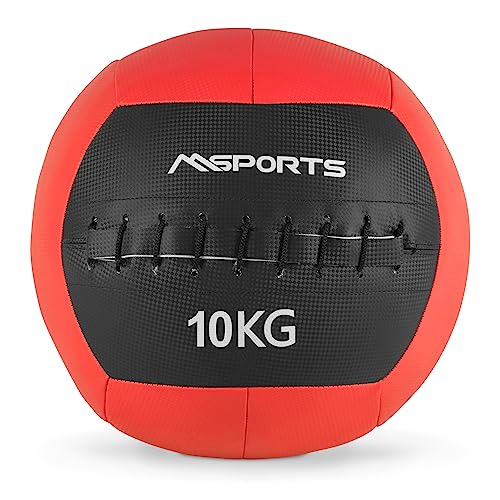 MSPORTS Wall-Ball Premium Gewichtsball 2-10 kg Medizinball (10 kg - Rot)
