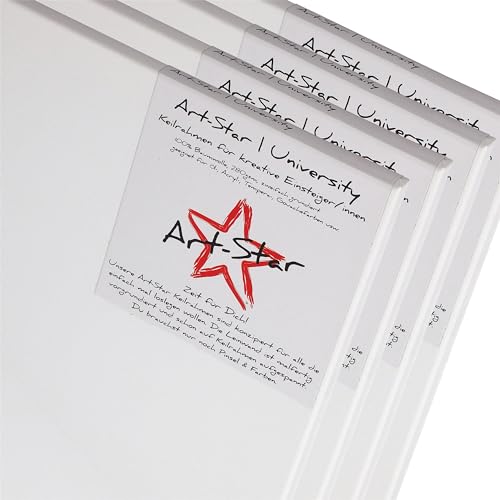Art-Star 4X University KEILRAHMEN 50x60 cm | Leinwände auf Keilrahmen 50x60 cm | Leinwandtuch vorgrundiert, malfertige bespannte rechteckige Keilrahmen mit Leinwand zum malen