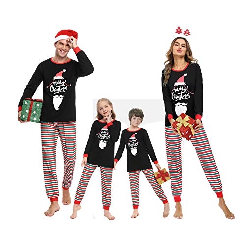 Irevial Weihnachten Familie Schlafanzug Outfit Nachtwäsche Herren Damen Kiner Lang Pyjamas Set mit Weihnachtsmotiv Fun-Nachtwäsche Christmas Hausanzug