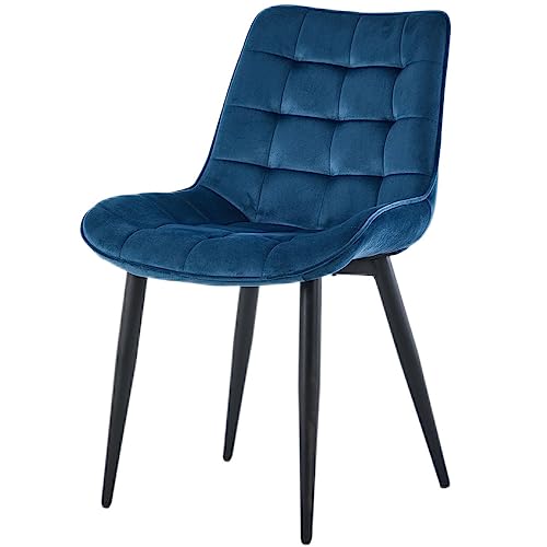 Vaiko Esszimmerstühle Wohnzimmerstuhl Küchenstühle Samt gesteppt 2er Set Metallgestell (Blau)