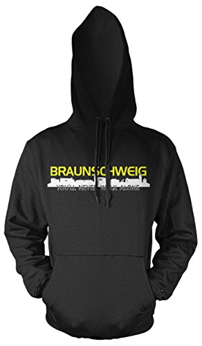Braunschweig Skyline Männer und Herren Kapuzenpullover | Fussball Ultras Geschenk (L, Schwarz)