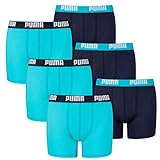 PUMA 6 er Pack Boxer Boxershorts Jungen Kinder Unterhose Unterwäsche, Farbe:789 - Bright Blue, Bekleidung:176