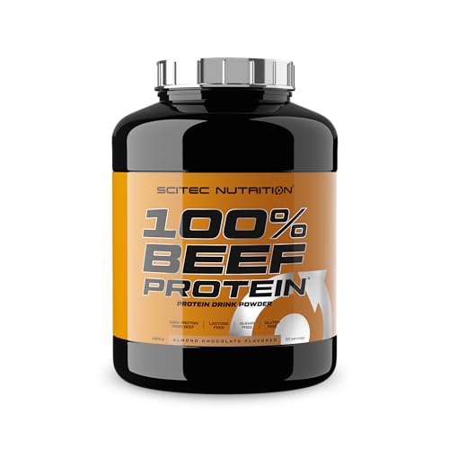 Scitec Nutrition 100% Beef Protein, Aromatisiertes Protein Getränkepulver, Laktosefrei, Zuckerfrei, Glutenfrei 1,8 kg, Mandelschokolade
