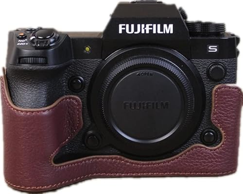 X-H2S Kameratasche, Zakao Echtleder, halbe untere Öffnung, Holster-Kameratasche mit Handschlaufe, Schutzhülle für Fujifilm Fuji X-H2S (Kaffeebraun)