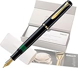 Pelikan Füllhalter Classic 200, Schwarz, Feder M (mittel), hochwertiger Kolbenfüller im Geschenk-Etui