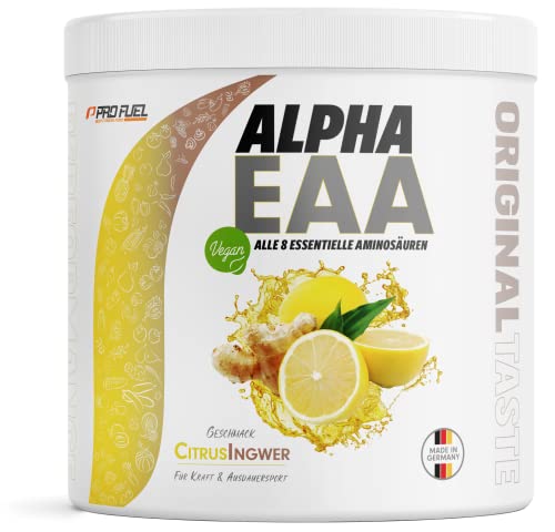 Premium EAA Pulver | Alle 8 essentiellen Aminosäuren | Erfrischend & leicht | Top Löslichkeit und sensationeller Geschmack | 462g (CITRUS INGWER)